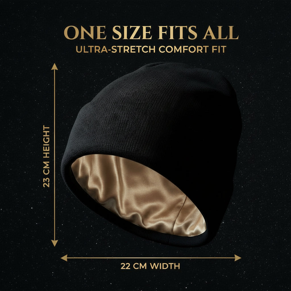 Cozeo™ Satin Lined Beanie in Onyx Black for frizz-free hair protection and winter warmth.