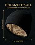 Cozeo™ Satin Lined Beanie in Onyx Black for frizz-free hair protection and winter warmth.